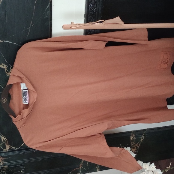 VTG FORENZA 90s shirt sz M long sleeve woven baggy crop pullover top - Picture 3 of 7
